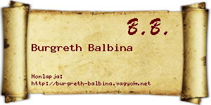 Burgreth Balbina névjegykártya